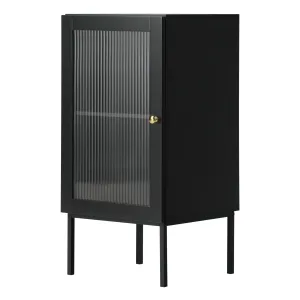Oikiture Bathroom Cabinet Floor Cupboard Slim Storage Tempered Glass Door Black
