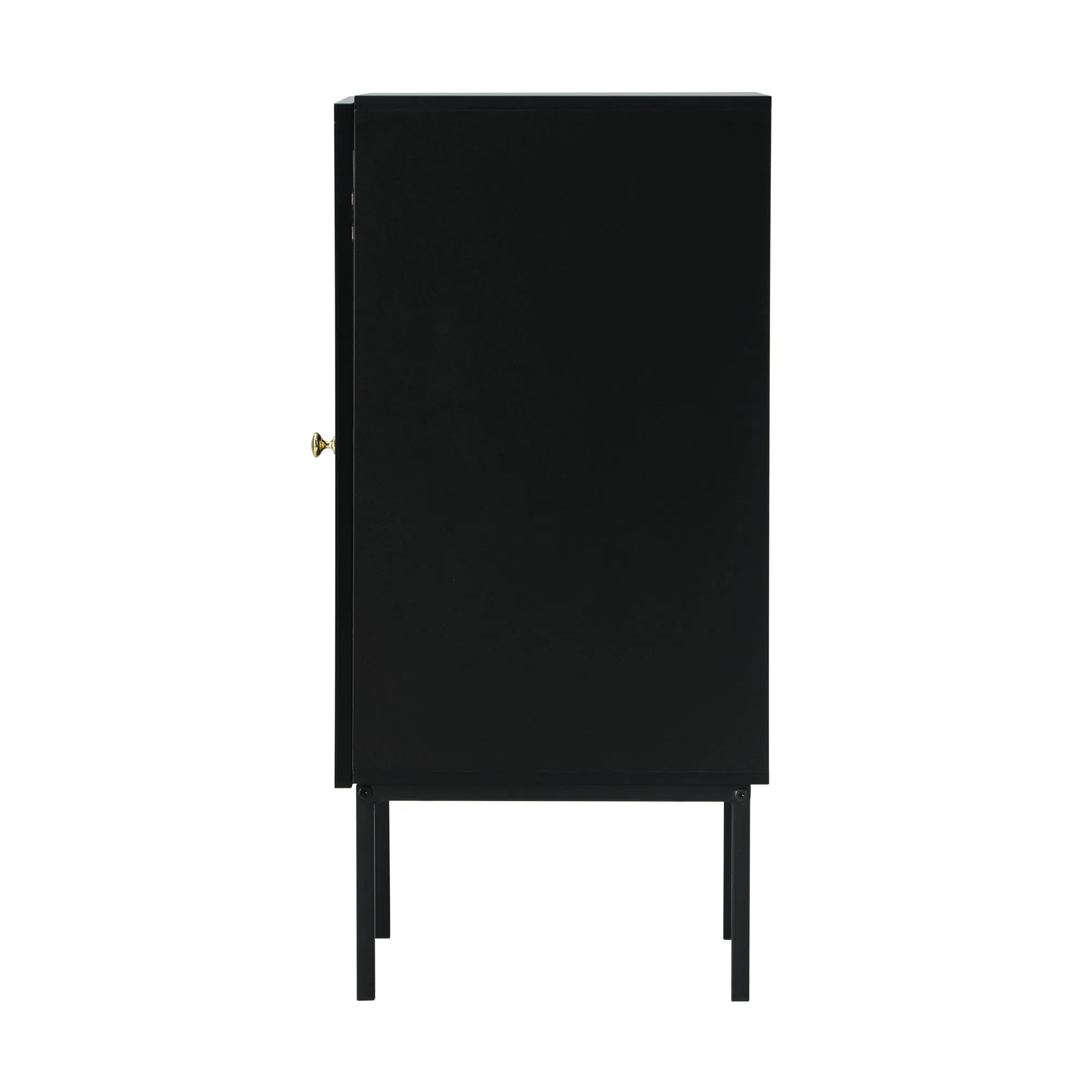 Oikiture Bathroom Cabinet Floor Cupboard Slim Storage Tempered Glass Door Black