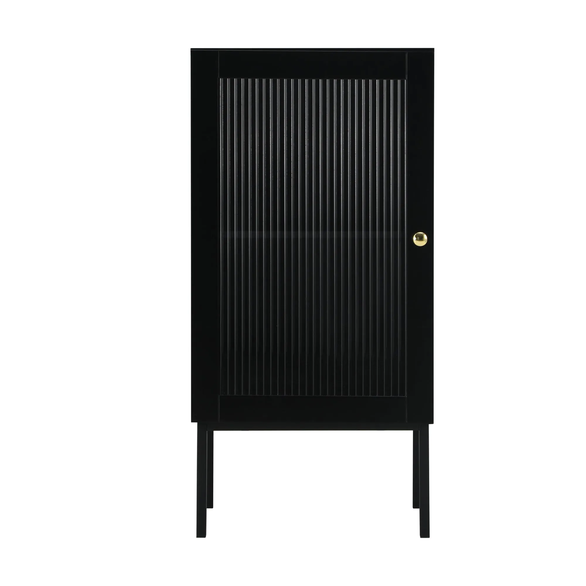 Oikiture Bathroom Cabinet Floor Cupboard Slim Storage Tempered Glass Door Black