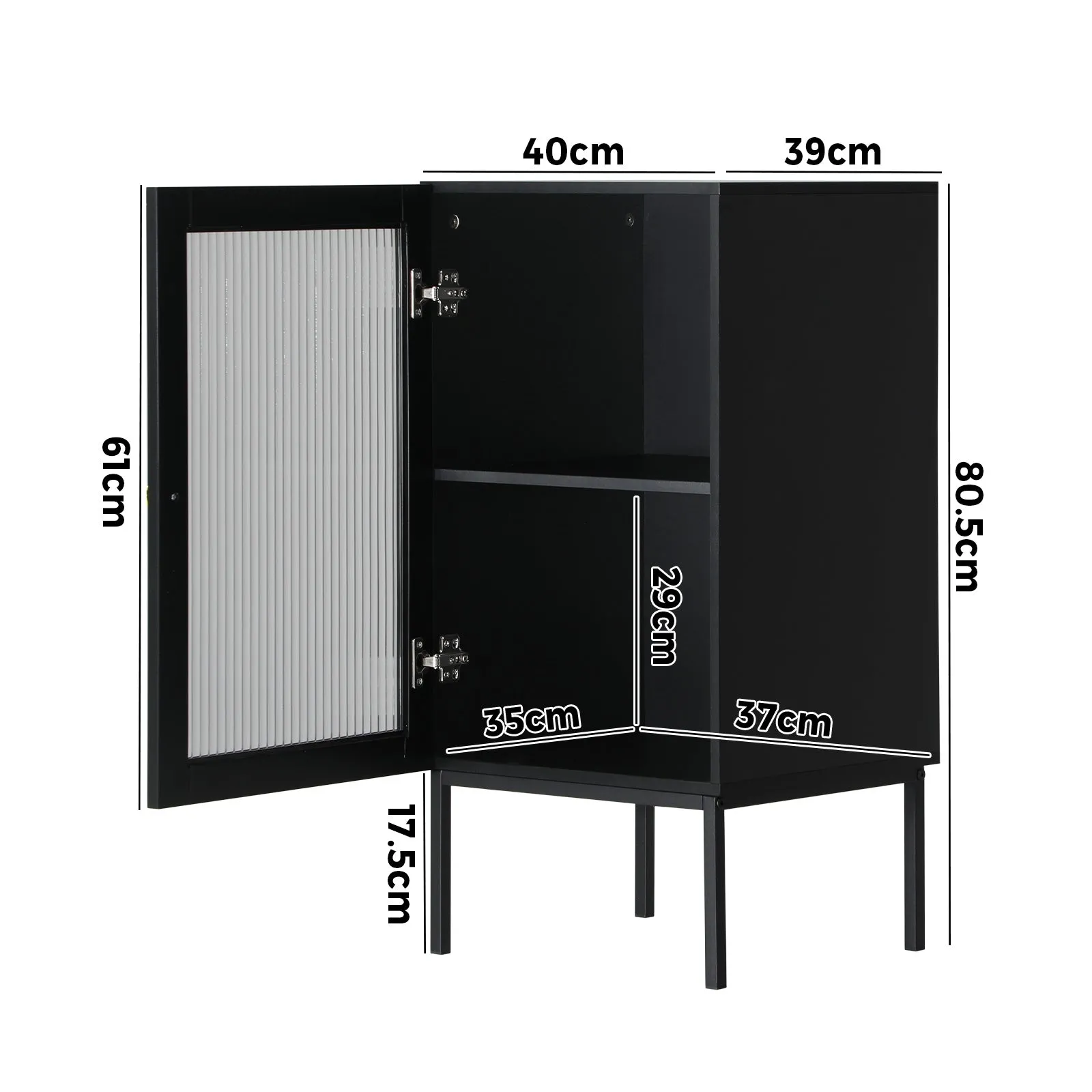 Oikiture Bathroom Cabinet Floor Cupboard Slim Storage Tempered Glass Door Black