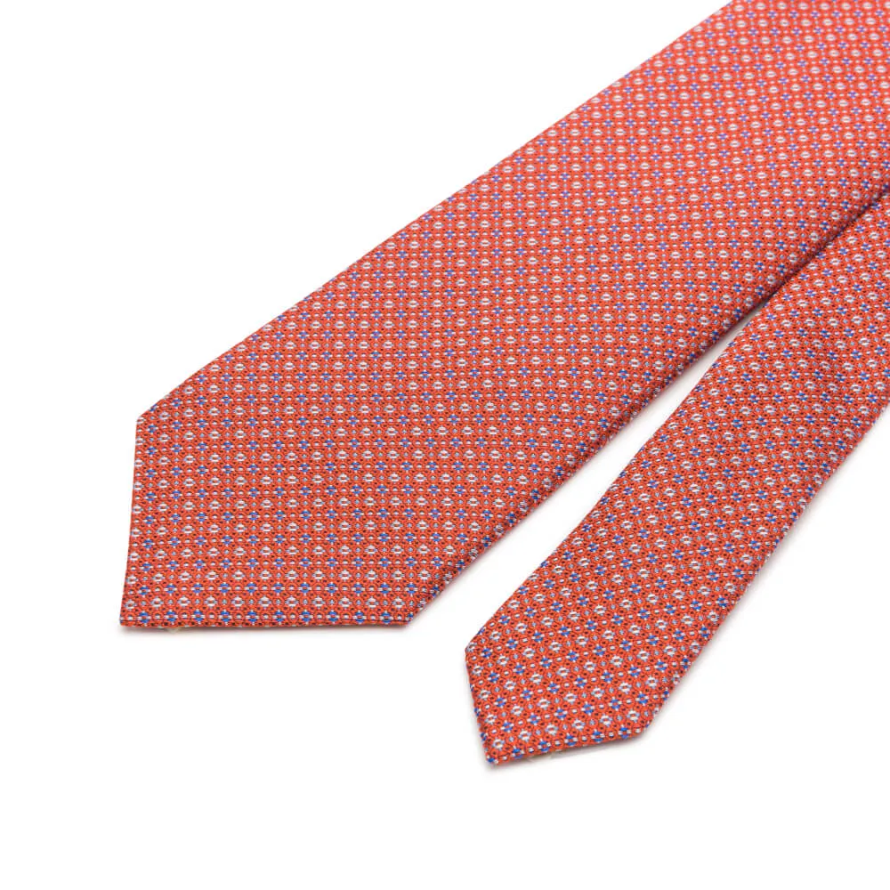 Orange Classic Motif Woven Silk Tie
