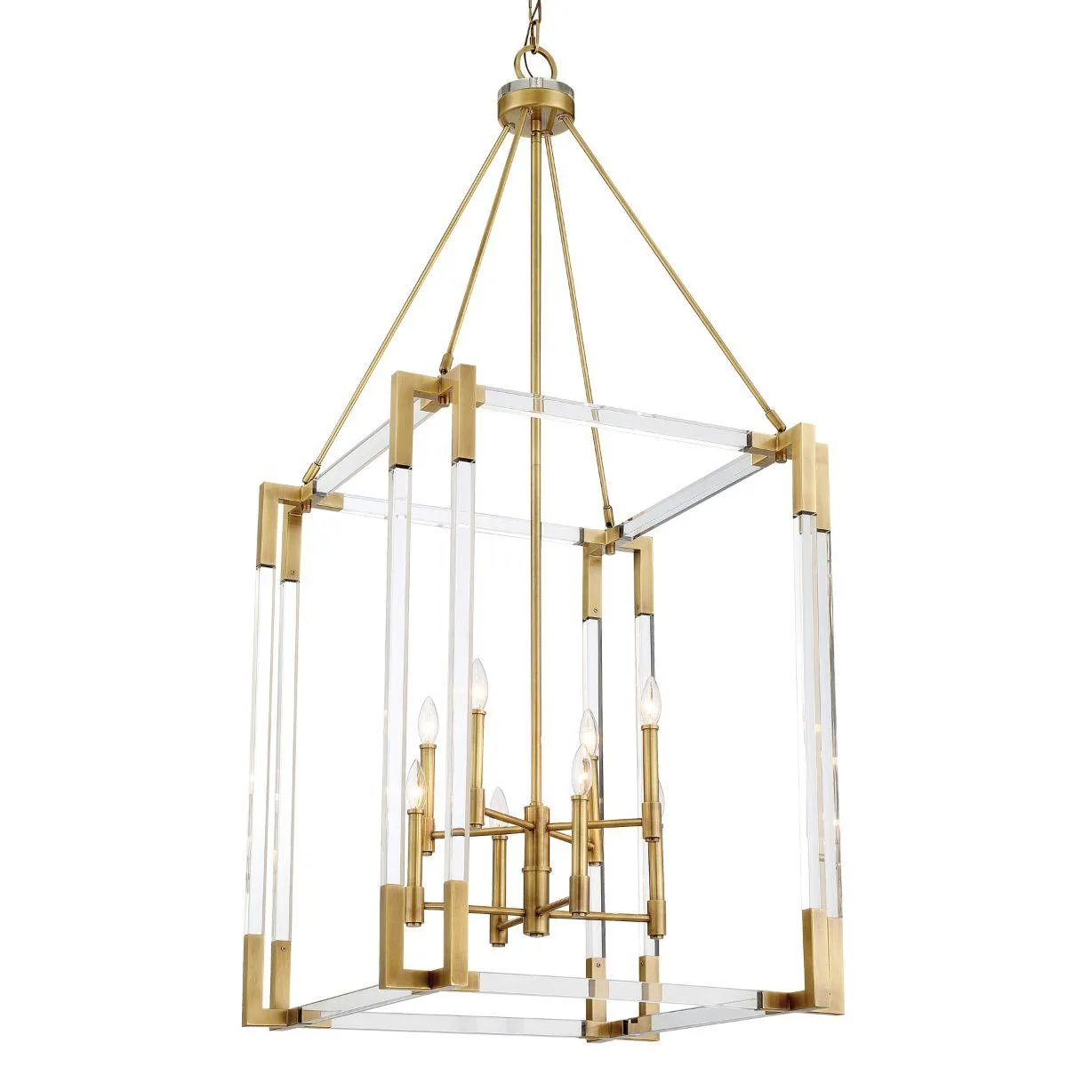 Prima Vista 27 in. 8 Lights Pendant Light Antique Brass Finish