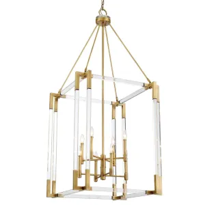 Prima Vista 27 in. 8 Lights Pendant Light Antique Brass Finish