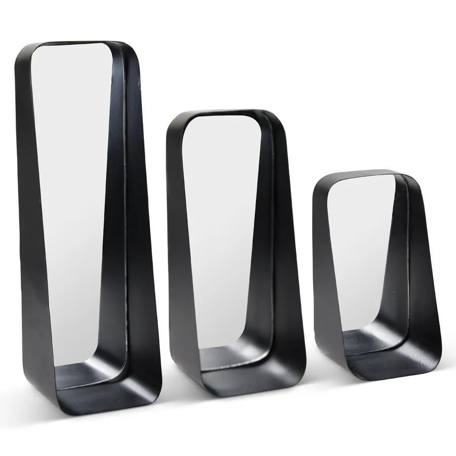 Rectangular Metal Mirrored Wall Shelves