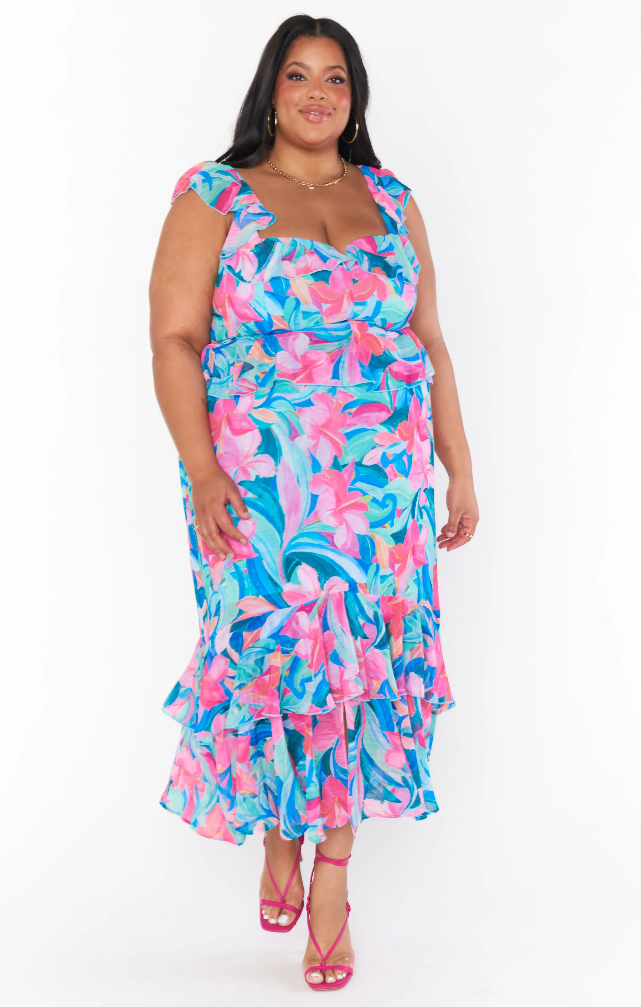 Reese Ruffle Dress ~ Hibiscus Punch Crinkle