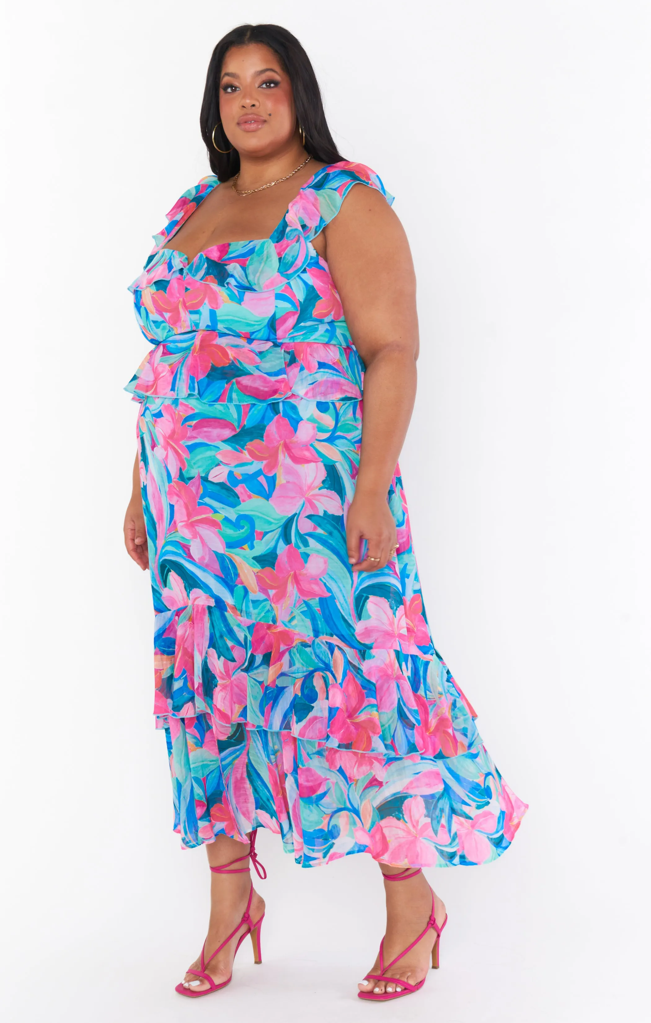 Reese Ruffle Dress ~ Hibiscus Punch Crinkle