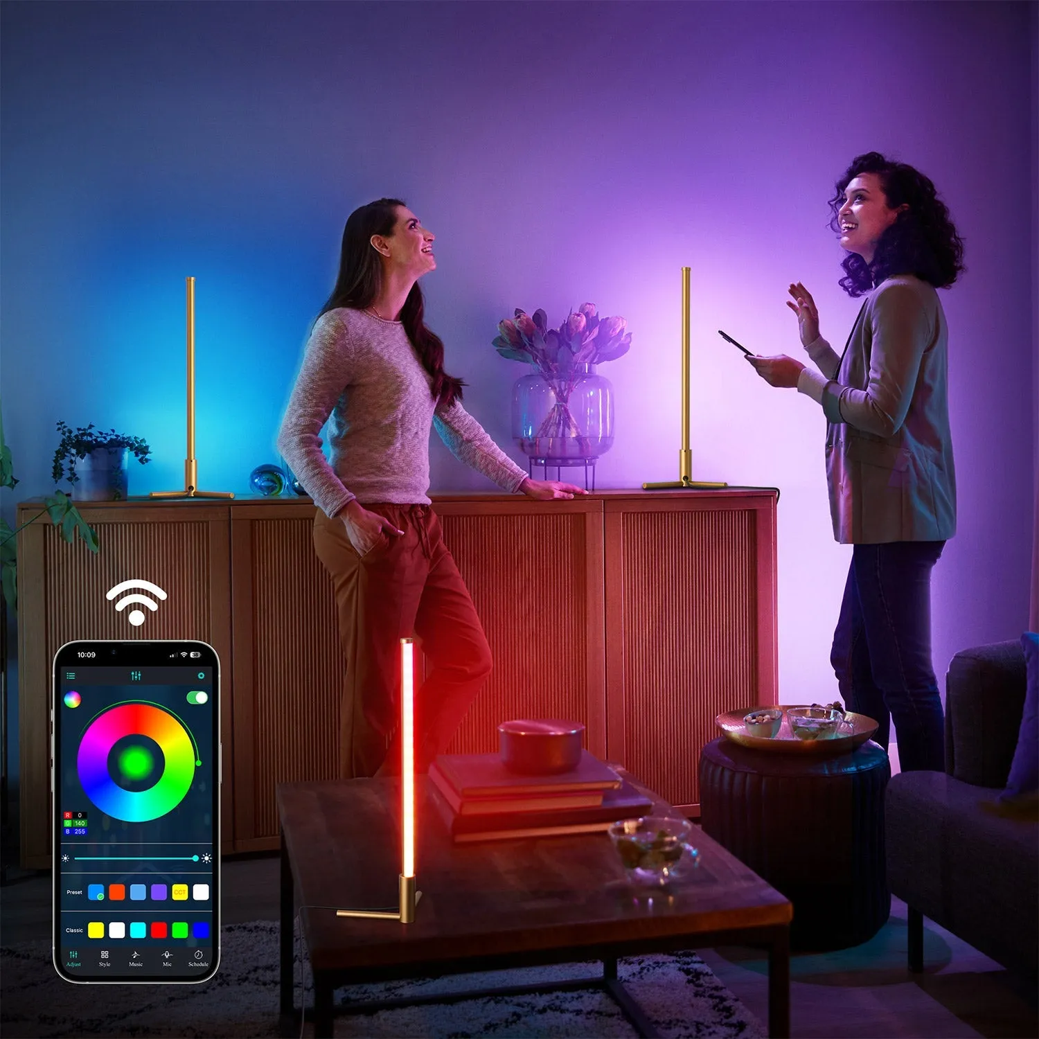 RGBCW Corner Table Lamp App & Remote Control