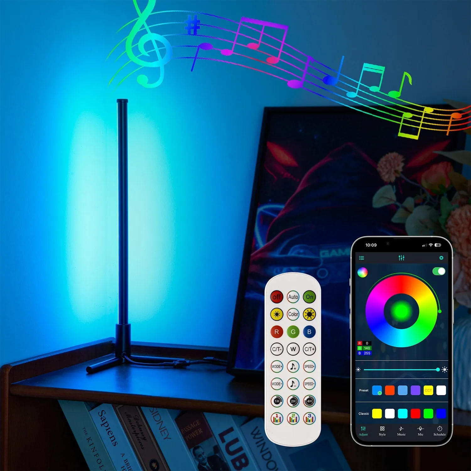 RGBCW Corner Table Lamp App & Remote Control