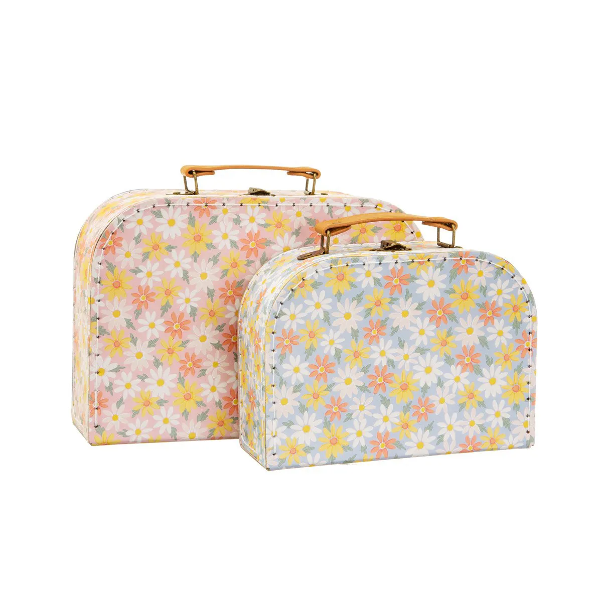 RJB Stone Set of 2 Pink Daisy Suitcases
