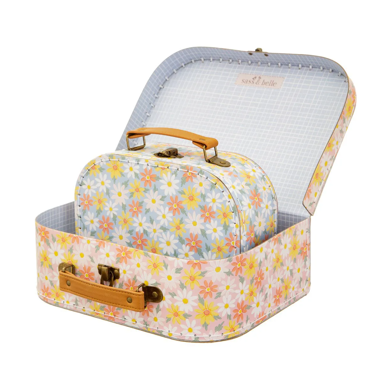 RJB Stone Set of 2 Pink Daisy Suitcases
