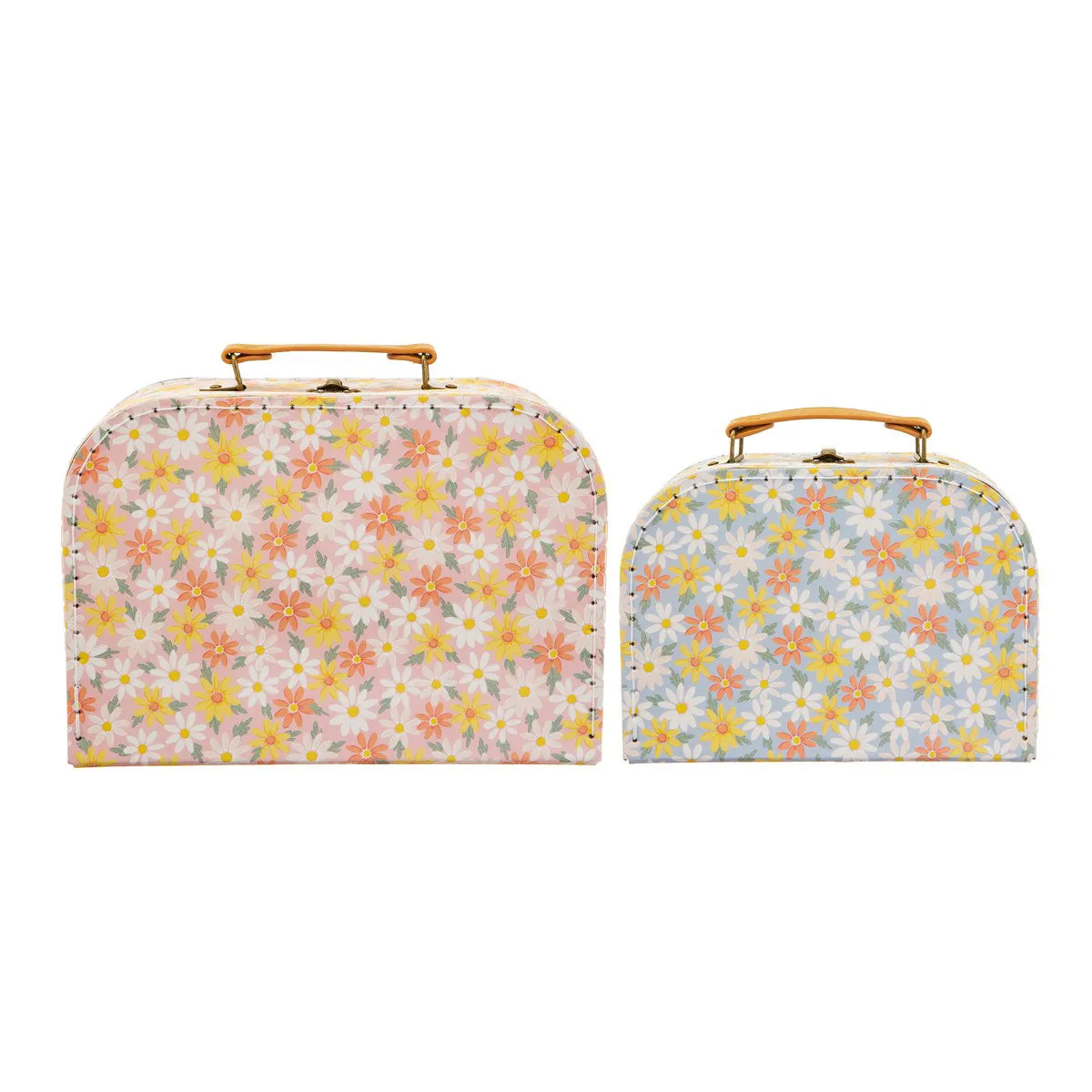 RJB Stone Set of 2 Pink Daisy Suitcases