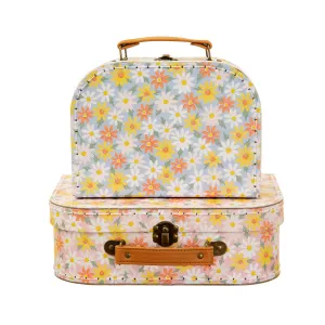 RJB Stone Set of 2 Pink Daisy Suitcases