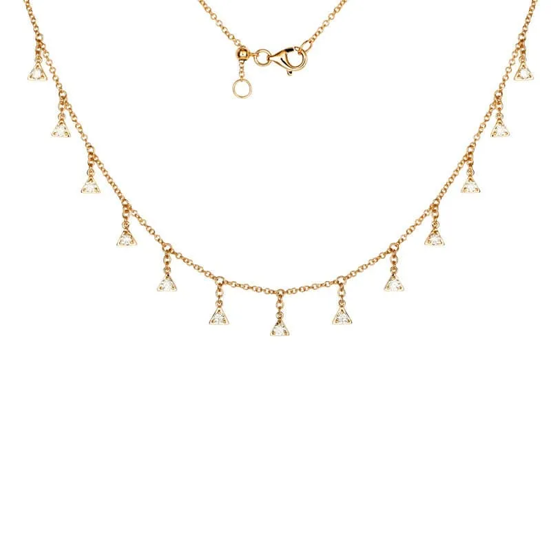 Rose Gold Triangle Tassel Diamond Necklace