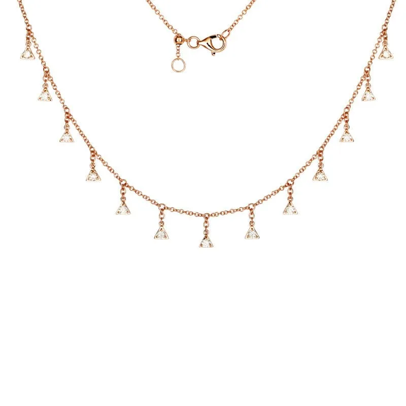 Rose Gold Triangle Tassel Diamond Necklace