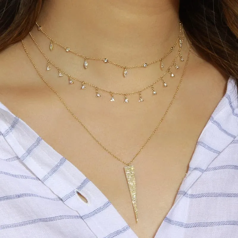 Rose Gold Triangle Tassel Diamond Necklace