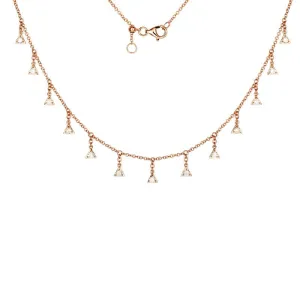 Rose Gold Triangle Tassel Diamond Necklace