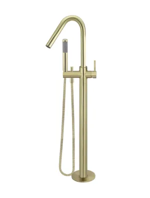 Round Freestanding Bath Spout and Hand Shower - PVD Tiger Bronze