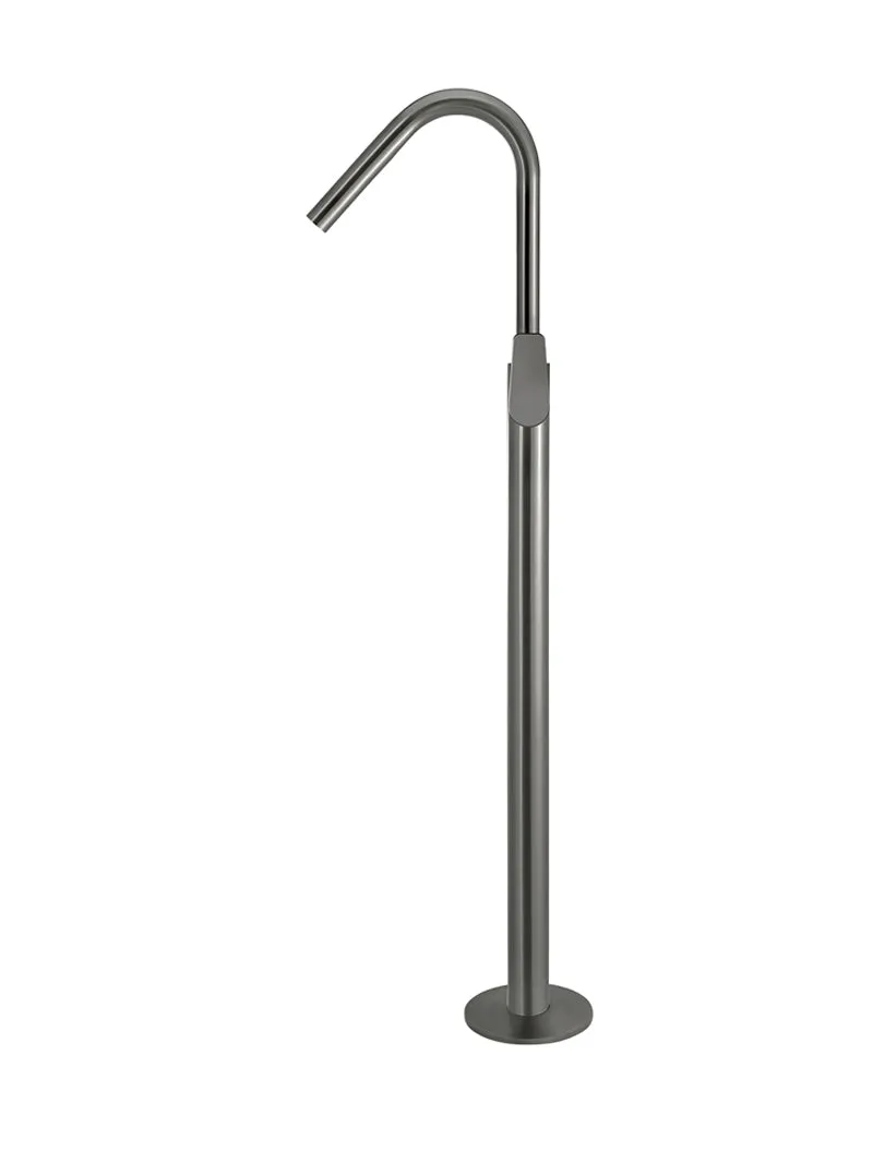 Round Paddle Freestanding Bath Spout and Hand Shower - Shadow Gunmetal