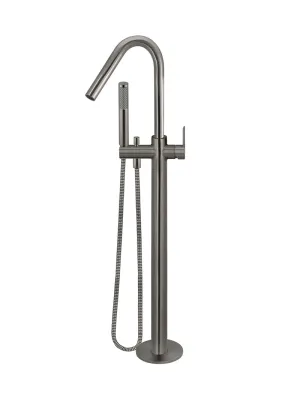 Round Paddle Freestanding Bath Spout and Hand Shower - Shadow Gunmetal