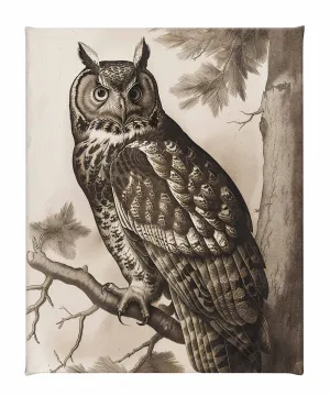 Silent Guardian - Great Horned Owl - Gallery Wrapped Canvas
