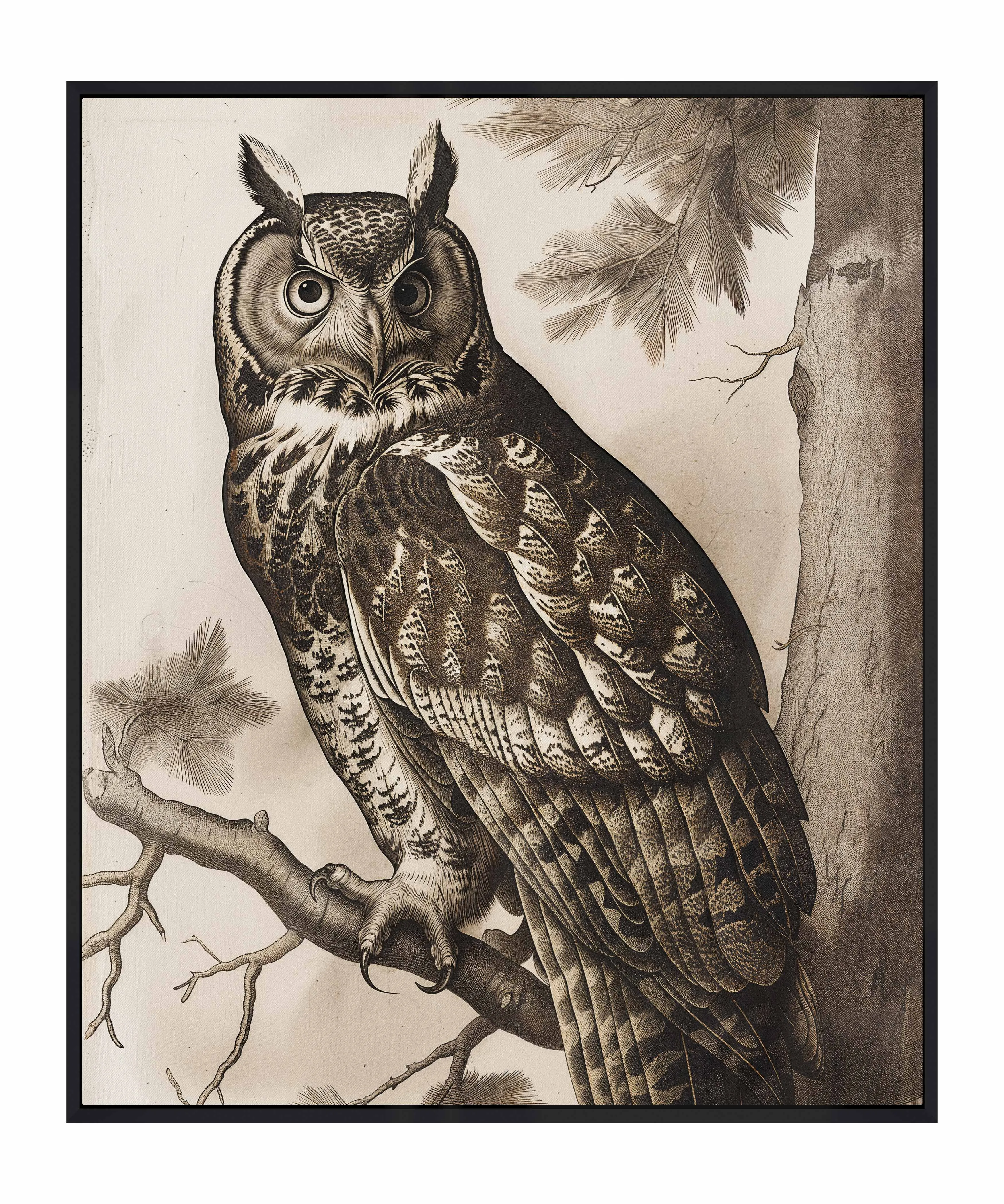 Silent Guardian - Great Horned Owl - Gallery Wrapped Canvas