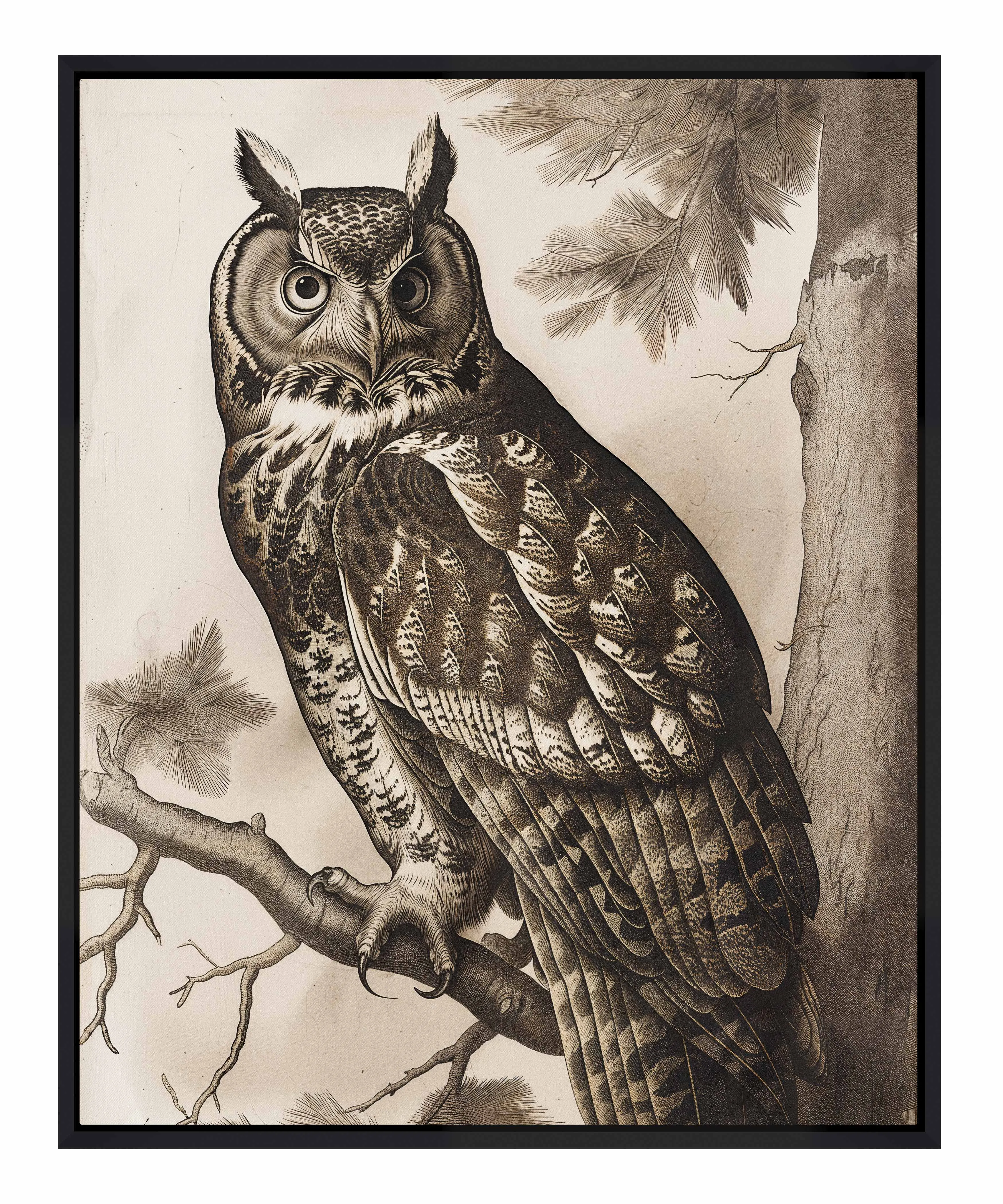 Silent Guardian - Great Horned Owl - Gallery Wrapped Canvas