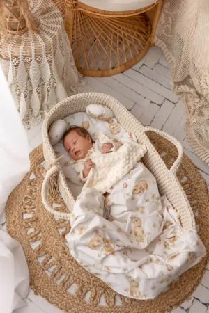 Soft Baby Blanket - Cotton & Minky - Bunnies in Daisies