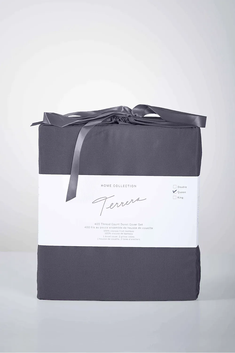 Terrera 3-Piece Solid Bamboo Duvet Cover Set - Charcoal