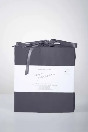 Terrera 3-Piece Solid Bamboo Duvet Cover Set - Charcoal
