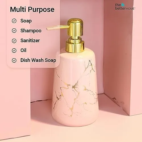 The Better Home 260ml Soap Dispenser Bottle - Pink (Set of 3)  | Elegant and Functional Liquid Pump for Kitchen, Wash-Basin, and Bathroom
