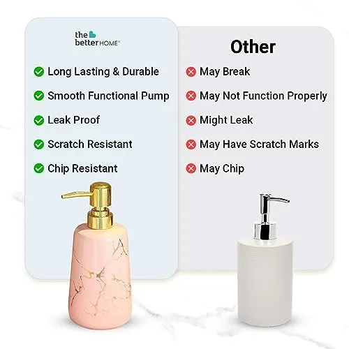 The Better Home 260ml Soap Dispenser Bottle - Pink (Set of 3)  | Elegant and Functional Liquid Pump for Kitchen, Wash-Basin, and Bathroom