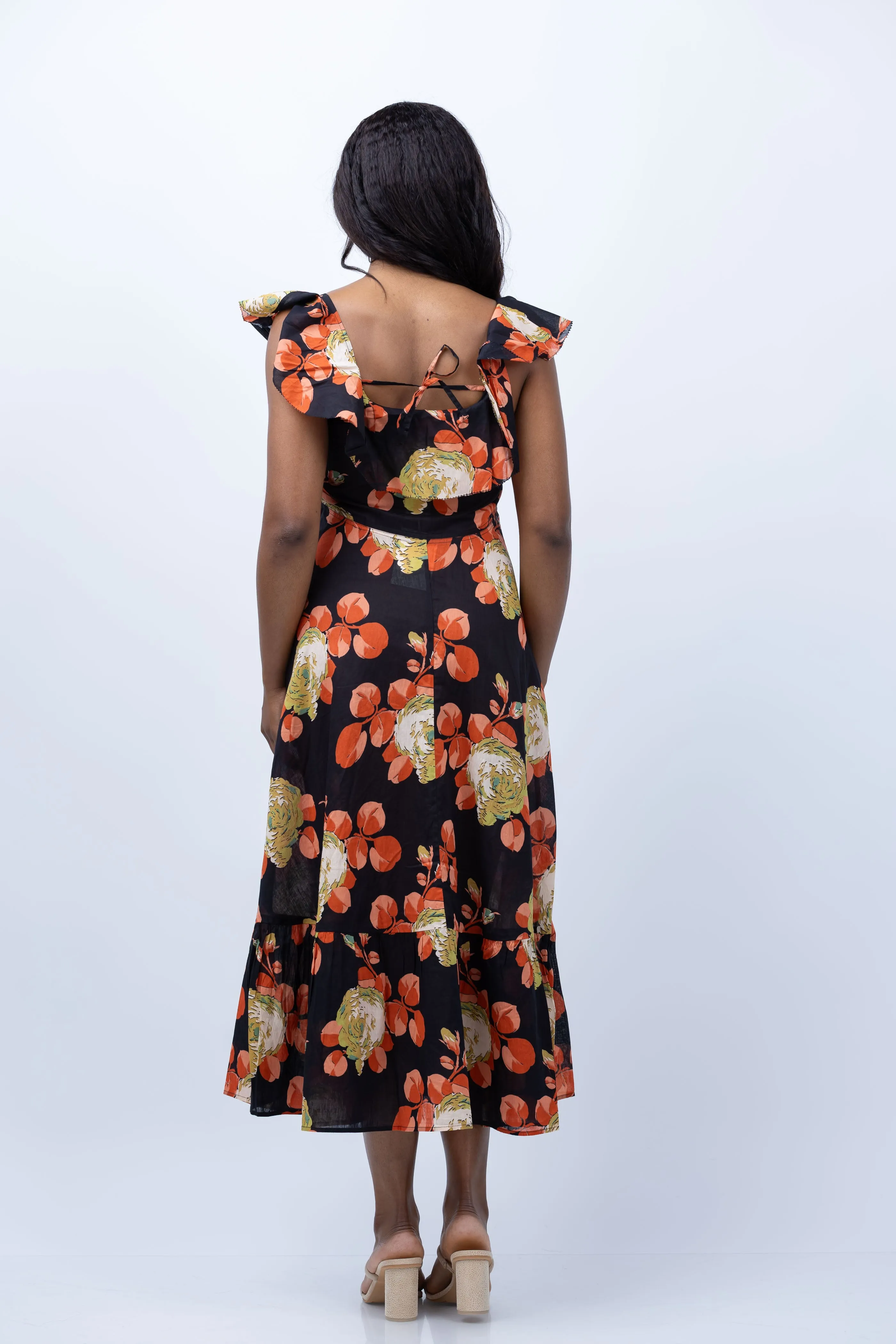 The Great. The Geranium Dress in Cabbage Rose Print