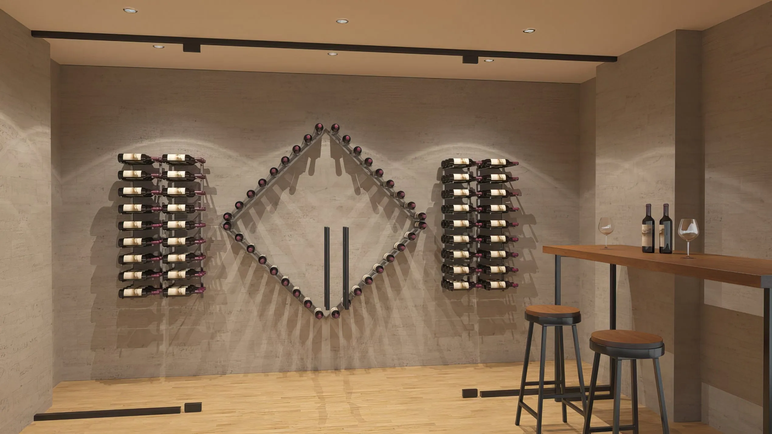 Vino Rails Flex 45° Wall Mounted Wine Rack (9 Bottles)