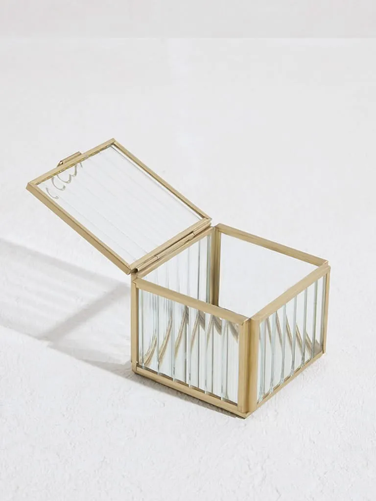 Westside Home Gold Metal Ribbed Trinket Box