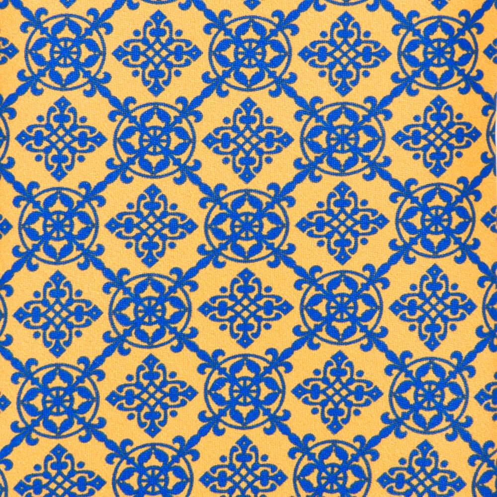 Yellow and Blue Royal Seal Duchesse Silk Tie
